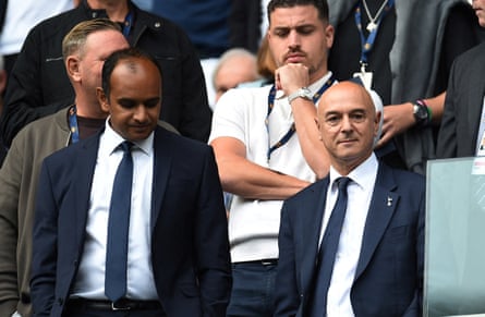 The former Tottenham chair Daniel Levy (right) with the current chief executive Vinai Venkatesham (left).