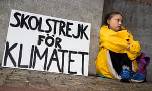 Greta Thunberg leads a school strike and sits outside of the Swedish Parliament, in an effort to force politicians to act on climate change.