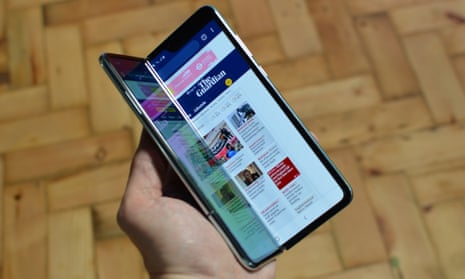 The Galaxy Fold is the first device with Samsung’s new flexible screen that unfolds like a book to become a small tablet.