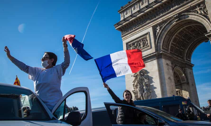 The ‘freedom convoy’ in Paris at the weekend.