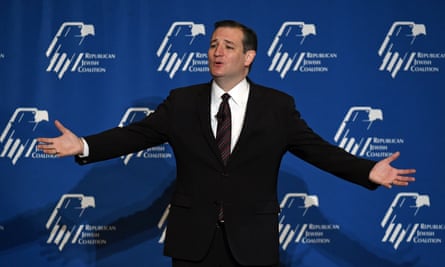 Senator Ted Cruz speaks during the Republican Jewish Coalition spring leadership meeting in Las Vegas, Nevada, on 25 April 2015. The event also featured Sheldon Adelson.