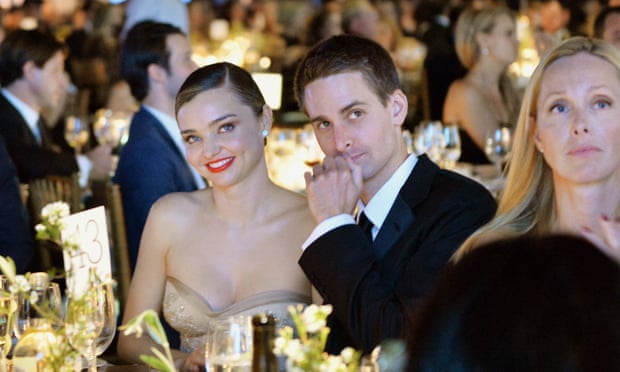 Snapchat founder Evan Spiegel and his partner, model Miranda Kerr, at a gala in Californi