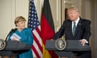 Angela Merkel looks bemused by Donald Trump's wiretapping joke