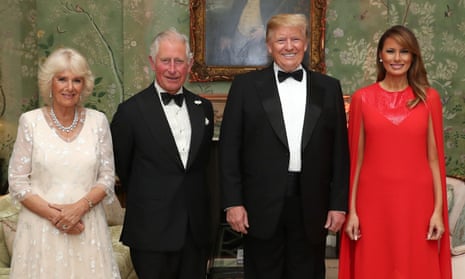 The Prince of Wales and Duchess of Cornwall with Donald Trump and his wife Melania at Winfield House, the US ambassador’s residence in London