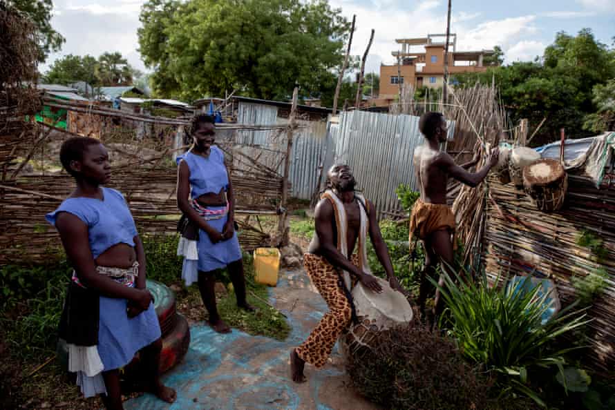 South Sudanese musicians play traditional songs