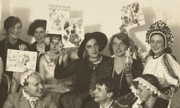 Murdered … Otti Berger, back right in a headdress, at a party in her home.