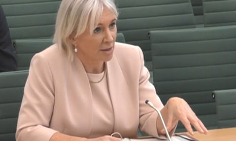 Nadine Dorries giving evidence to the digital, culture, media and sport committee on Thursday.