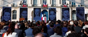 President Emmanuel Macron speaks at a ceremony to make abortion a constitutional right on International Women’s Day at Place Vendôme