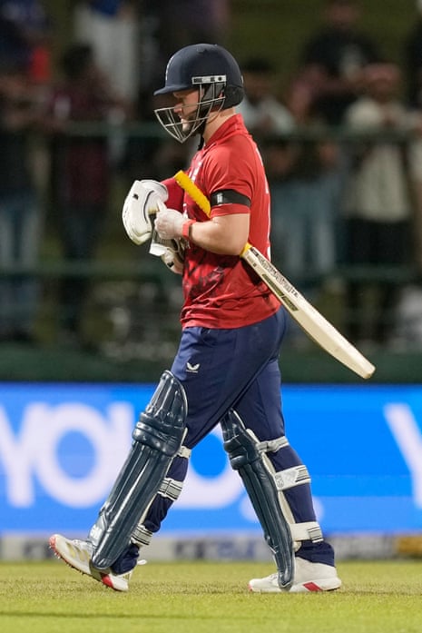 England's Ben Duckett leaves the ground after losing his wicket