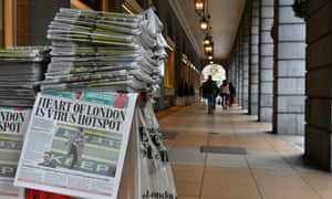 UK national newspaper print sales plunge amid coronavirus lockdown 1 a pile of London's Evening Standards