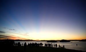 Sunrise at the Waitangi Treaty grounds on 6 February 2018, in Waitangi, New Zealand.