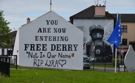 Three days after the shooting, new graffiti on the Free Derry wall in the Bogside