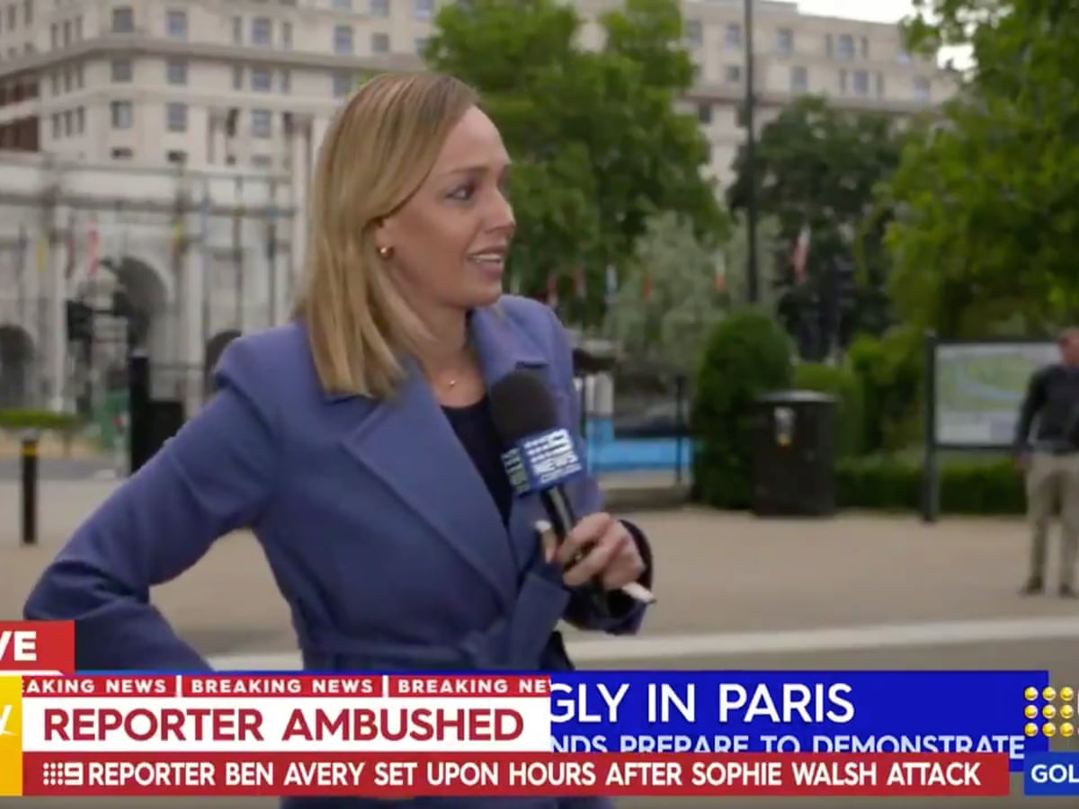 Australian Reporters Assaulted Live On Air While Covering Protests In London Media The Guardian