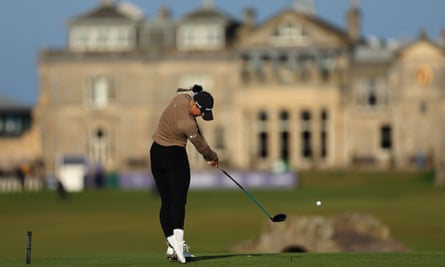 Charley Hull, teeing off at the 18th, finished a disappointing round with a welcome birdie.