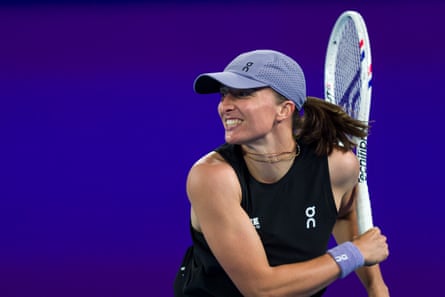 Iga Swiatek of Poland participates in the One Point Slam.