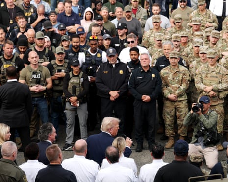 Trump addresses police and military in DC.