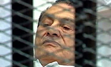 Hosni Mubarak in court for his trial in Cairo in 2011.