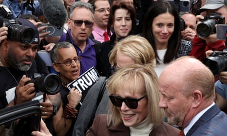 E Jean Carroll leaves court after hearing Trump was liable for $5m in damages for sexual abuse.