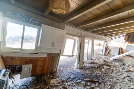 the interior of a damaged home