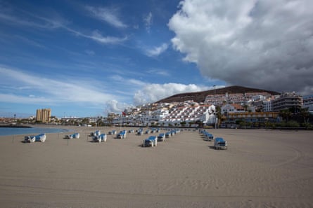 A closed beach in Arona, Tenerife.