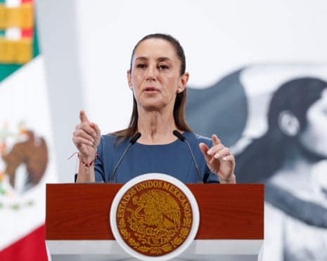 Claudia Sheinbaum at a press conference in Mexico City on 3 June.