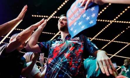 Luke Humphries walks out at the US darts masters