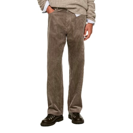 Arket corduroy loose fit trousers in dark taupe