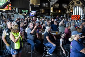 People watch a concert at the Full Throttle Saloon during the 80th Annual Sturgis Motorcycle Rally in Sturgis, South Dakota on August 9th.