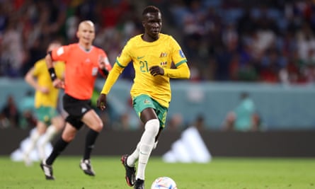 Garang Kuol in action at the World Cup