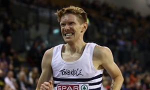 Tom Bosworth in the men's 5000m race walk at the Spar British Athletics Indoor Championships in February 2020.