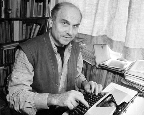 Polish writer and journalist Ryszard Kapuscinski is shown working at his typewriter in January 1986 at an unknown location