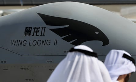 A Chinese-made Wing Loong drone at the Dubai Airshow in November 2017.