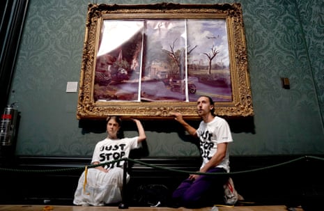 Just Stop Oil’s Hannah Hunt and Eden Lazarus glued their hands to the frame of John Constable’s The Hay Wain