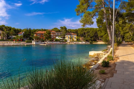 The beach near Mali Lošinj town on Lošinj island in Croatia.