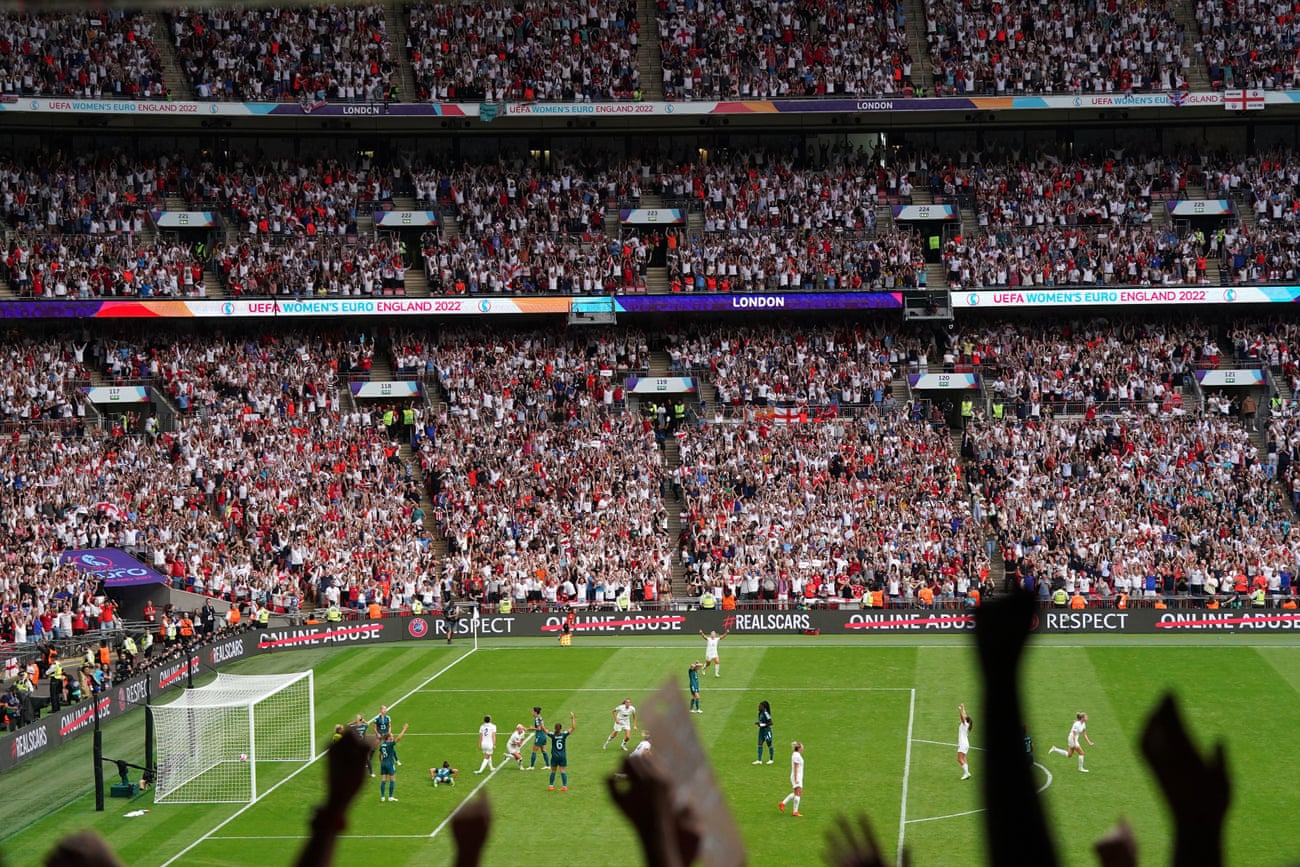 Chloe Kelly celebrates scoring England’s second goal of the game.