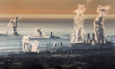 Steam rises from Deeside power station, Shotton Steelworks and other heavy industrial plants