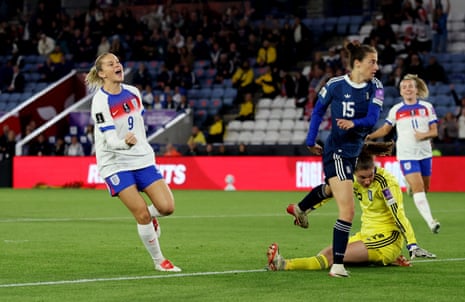 England's Alessia Russo celebrates scoring their first goal.