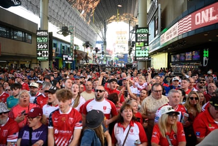 Fans pack Fremont Street at the now-traditional team unveiling.