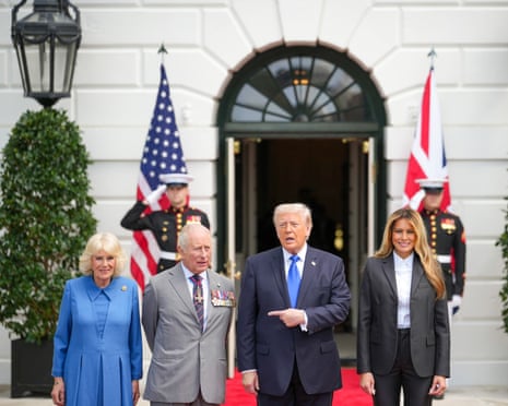 King Charles and Queen Camilla pose with Donald and Melania Trump on the final day of the royal state visit.