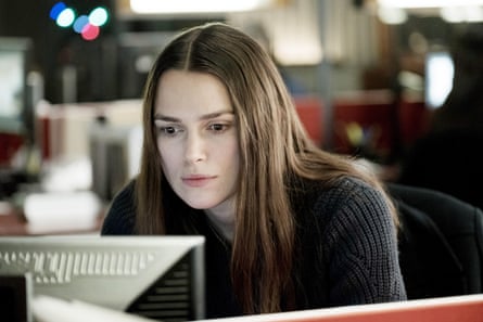 As GCHQ whistleblower Katharine Gun, sitting at a desk staring at the computer screen in front of her