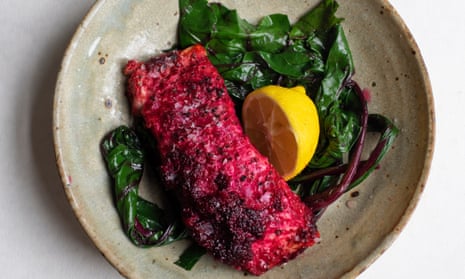 ‘Once cooked, the salmon can be eaten cold’: salmon with beetroot and ginger.