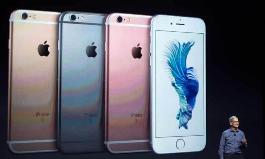Apple CEO Tim Cook introduces the iPhone 6S last year.