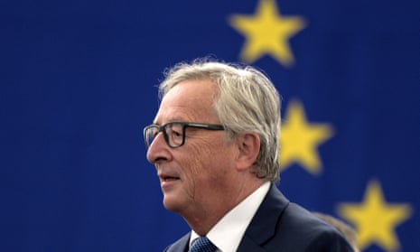 The president of the European commission, Jean-Claude Juncker, arrives to make his state of the union address to the European parliament in Strasbourg,