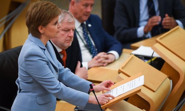 Nicola Sturgeon gives a statement on independence referendum in the Scottish parliament at Holyrood in Edinburgh