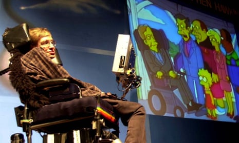 Stephen Hawking beside an image of The Simpsons