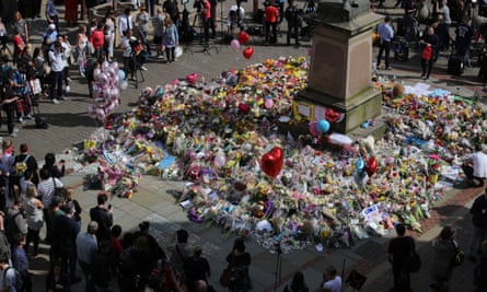 Floral tributes to the victims of the attack at Grande’s Manchester Arena concert.
