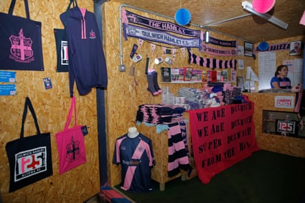Dulwich Hamlet’s temporary club shop.