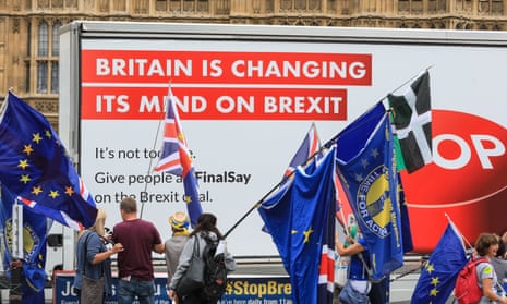 An anti-Brexit protest outside the Palace of Westminster this month. 