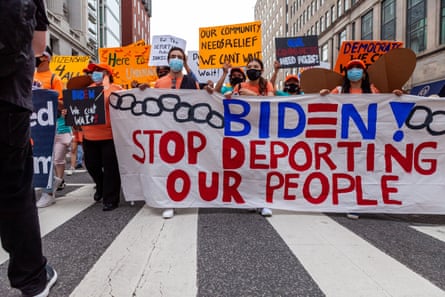 Immigrants and supporters protest in Washington DC to demand an end to deportations.
