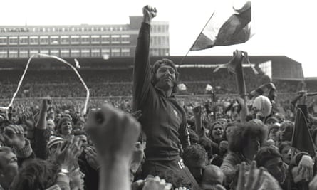 JPR Williams being chaired off the Cardiff Arms Park pitch by fans after Wales beat England 27-3 in the Five Nations championship, 1979.